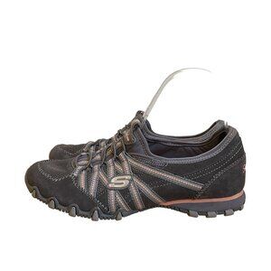 Skechers Womens Size 6 grey powder pink Leather & Textile Slip-On Athletic Shoe